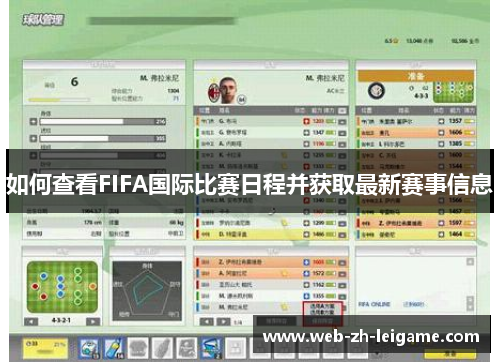 如何查看FIFA国际比赛日程并获取最新赛事信息